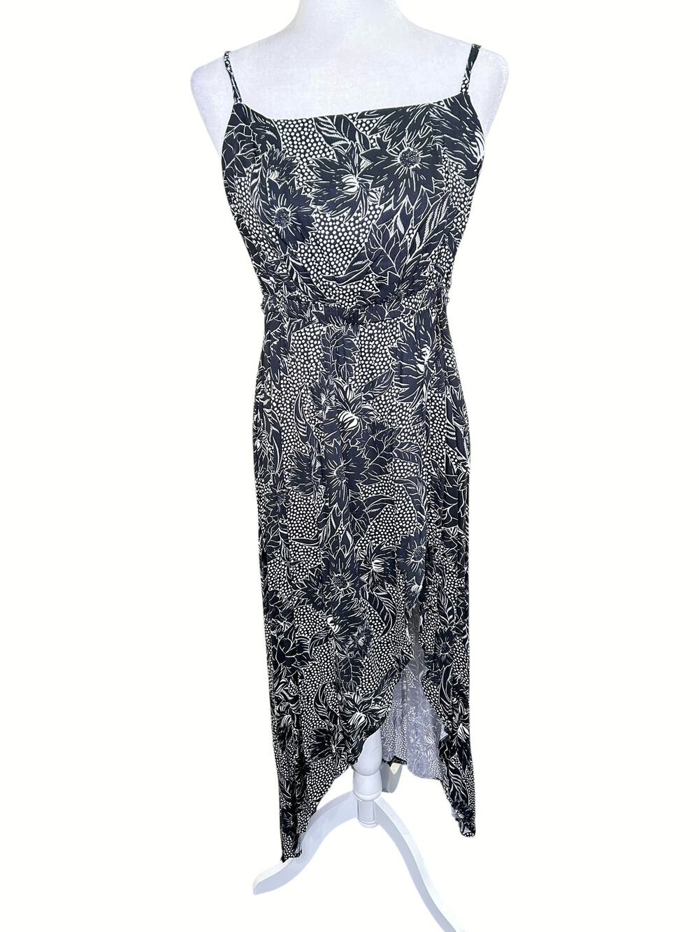 PacSun Carnivale Black White Strappy Floral Wrap Dress Large NWT